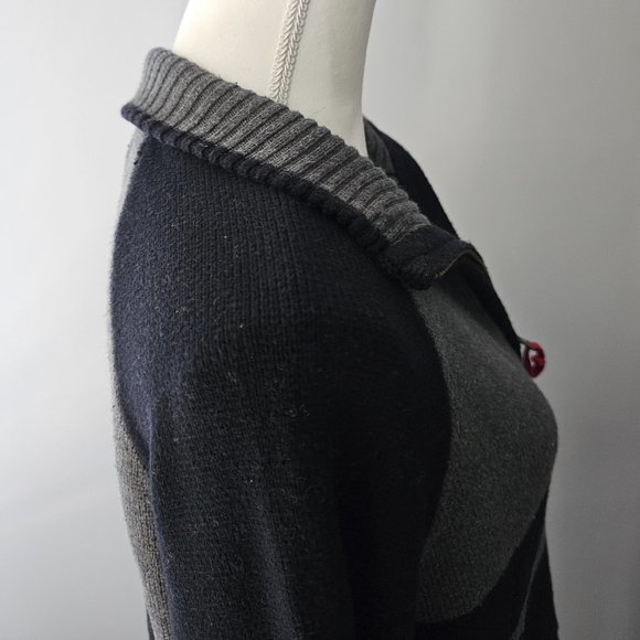 men's AEROPOSTALE 3/4 zip SWEATER black STRAIGHT HEM warm RED gray - Picture 7 of 13